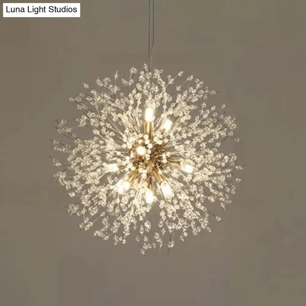 Dandelion Crystal Orb Ceiling Chandelier - Modern Light Fixture for Living Room