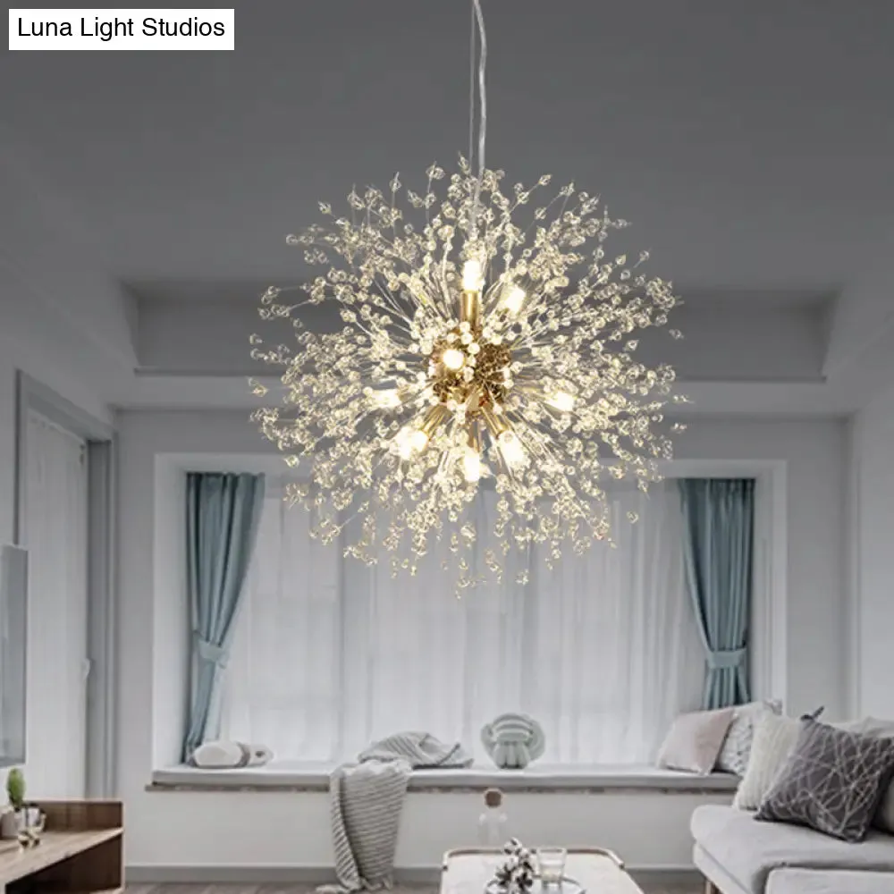 Dandelion Crystal Orb Ceiling Chandelier - Modern Light Fixture for Living Room