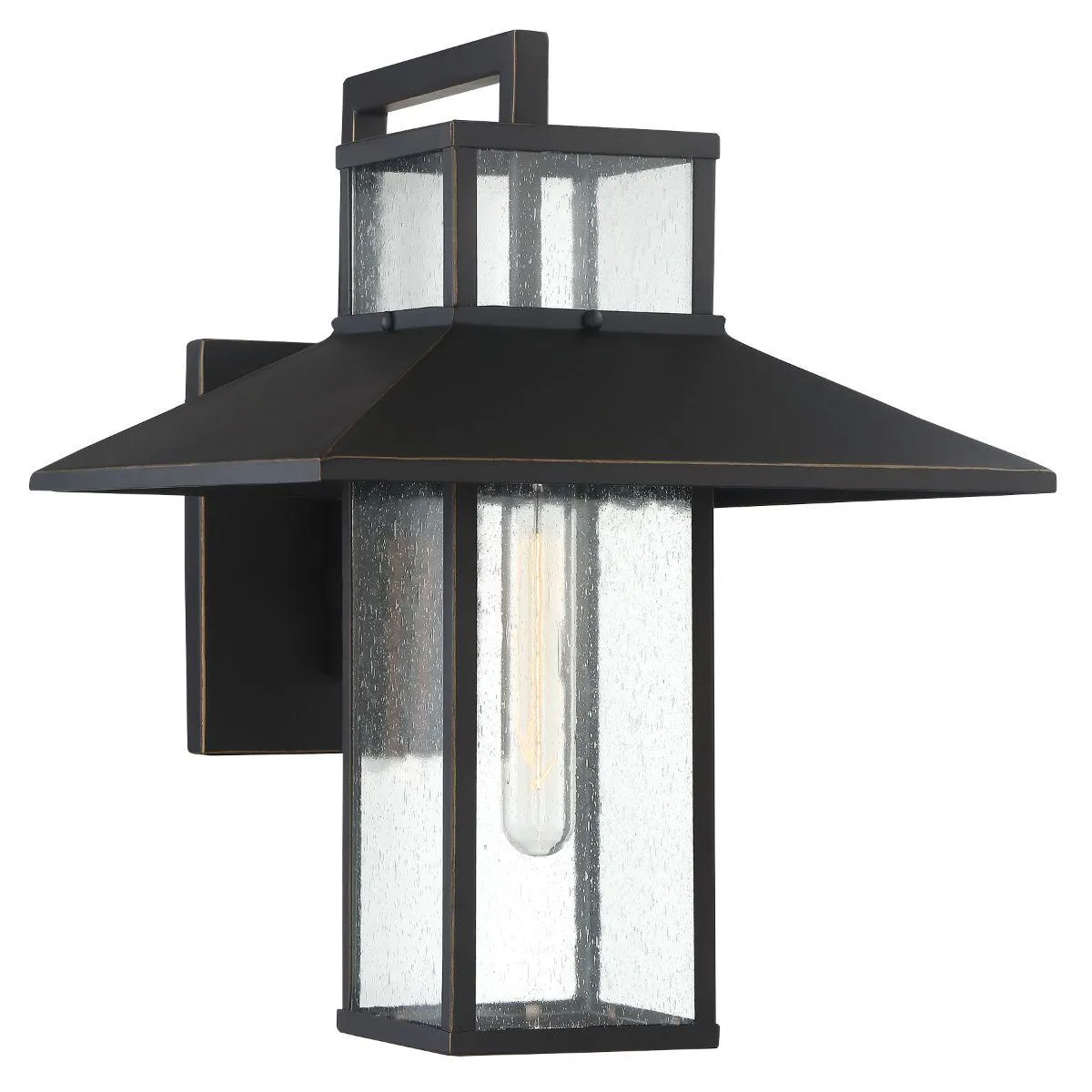 Danforth Park 16 in. Outdoor Wall Lantern Oil Rubbed Bronze & Gold Finish