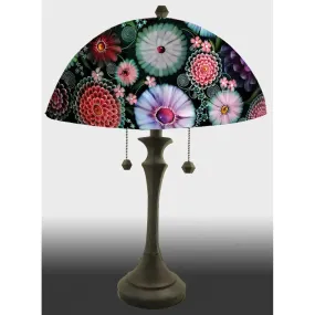 Dark Florals Reverse Hand Painted Glass Table or Floor Lamp by Jamie Barthel