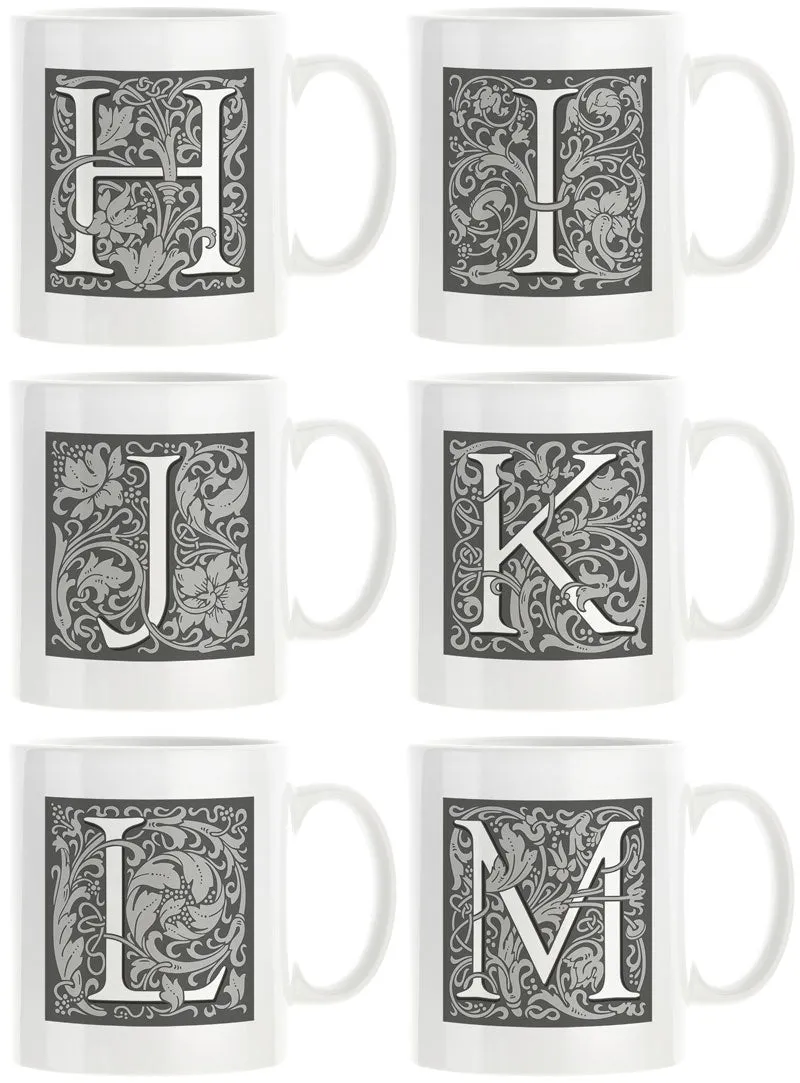 Decorated Initial Mug - Grey