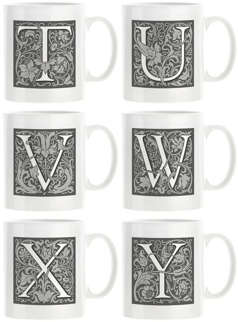 Decorated Initial Mug - Grey