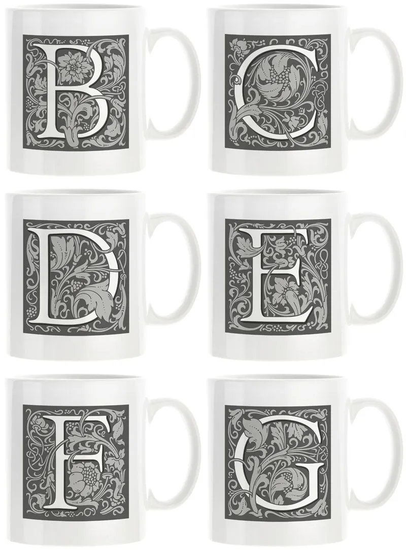 Decorated Initial Mug - Grey