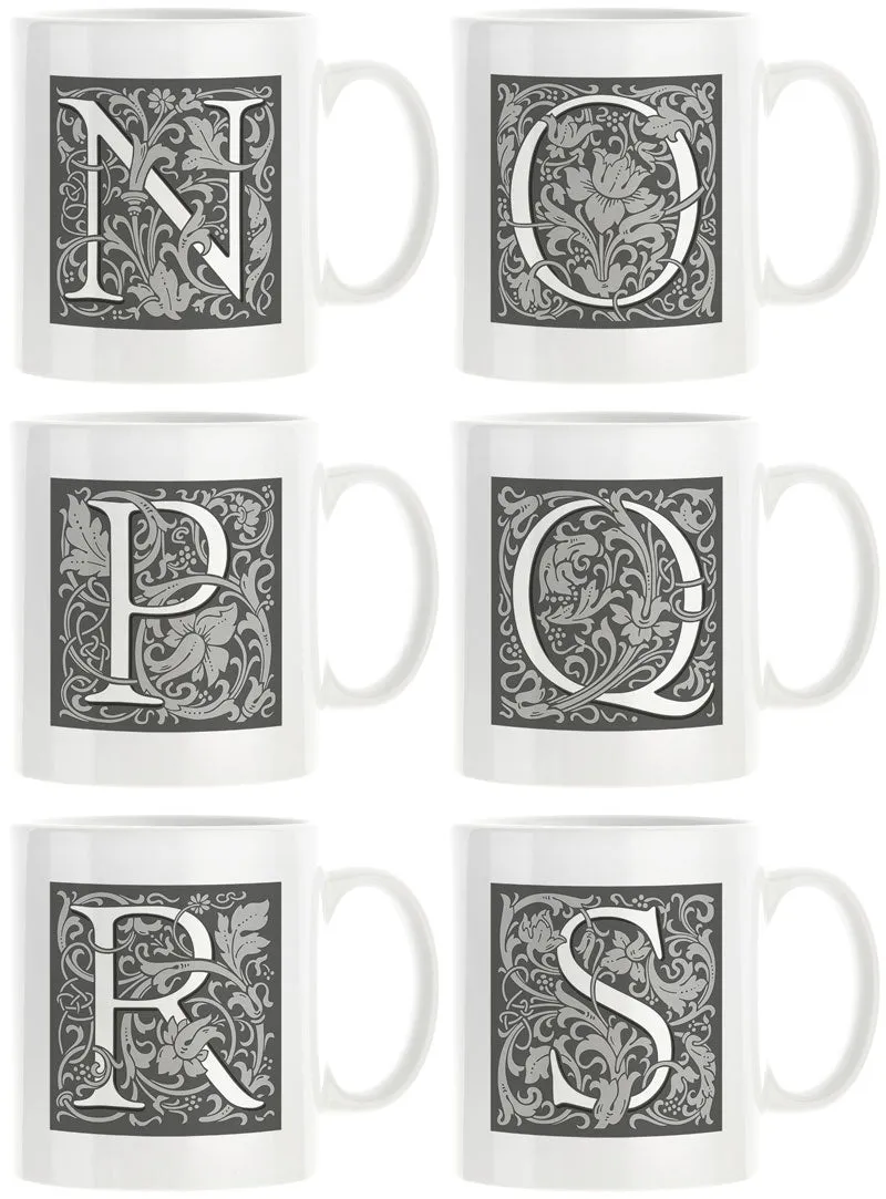 Decorated Initial Mug - Grey