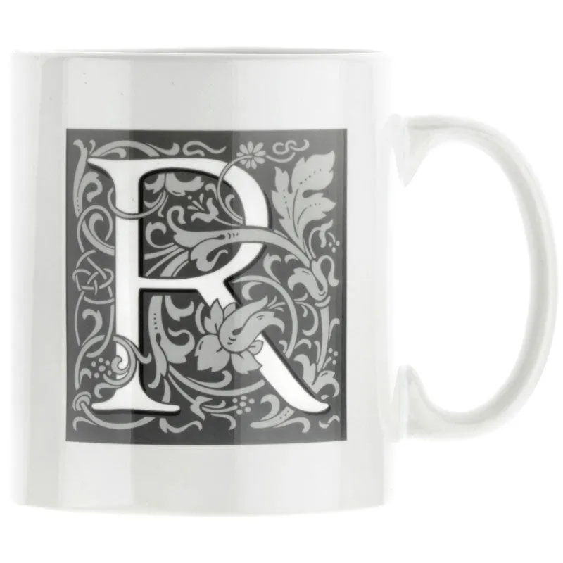 Decorated Initial Mug - Grey