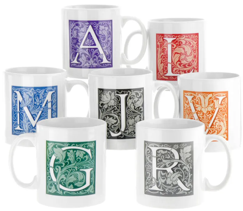 Decorated Initial Mug - Grey