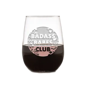 Deep Carved Badass Babes Club Stemless Wine Glass