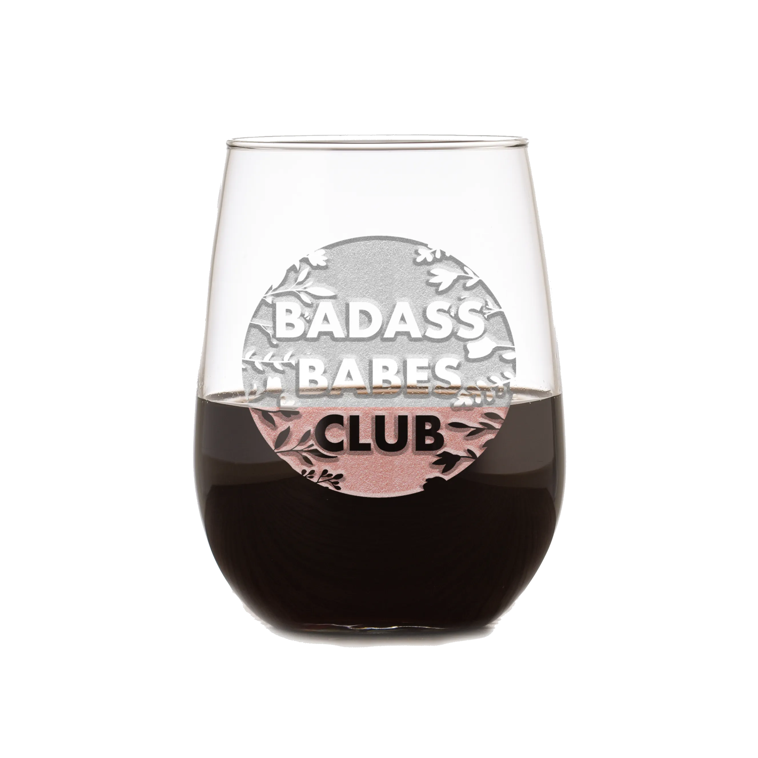 Deep Carved Badass Babes Club Stemless Wine Glass