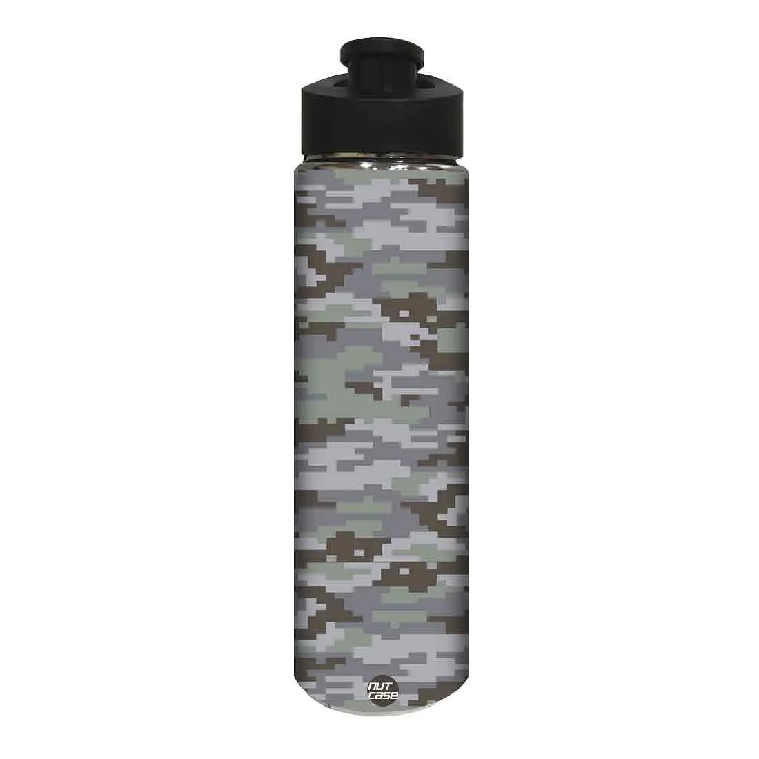 Designer Stainless Steel Water Bottle -  Grey Army Pattern