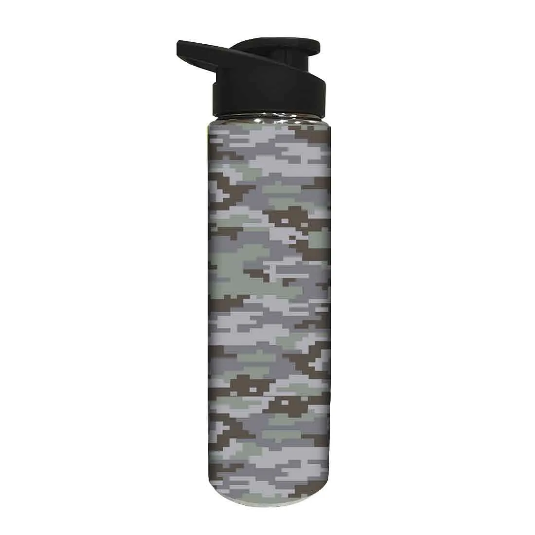 Designer Stainless Steel Water Bottle -  Grey Army Pattern