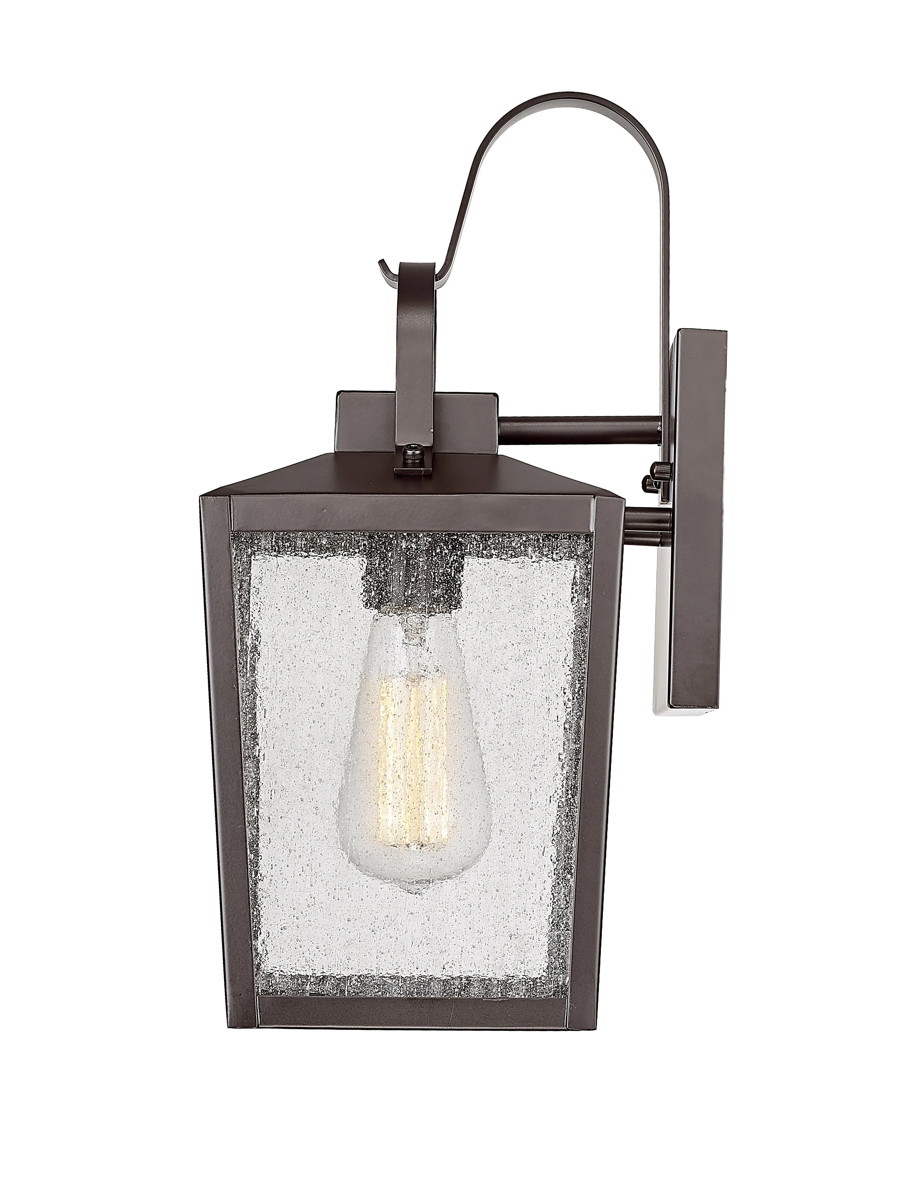 Devens Outdoor Wall Sconce - Powder Coated Bronze - Clear Seeded Glass - 6.5in. Extension - E26 Medium Base