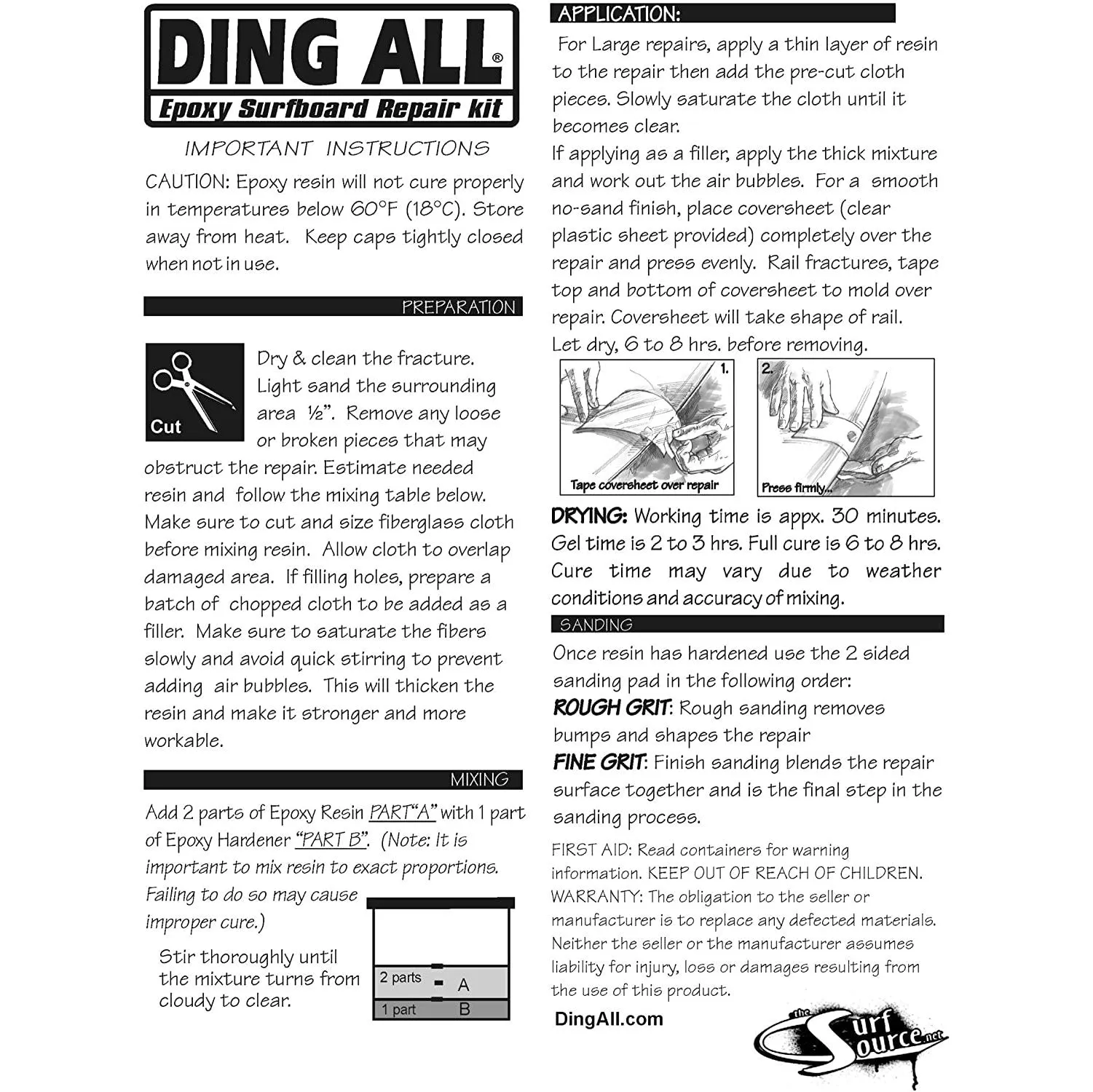 Ding Repair - Ding All Standard Epoxy Repair Kit