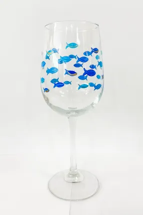 DJ Stemmed Wine Glass - Blue Fish