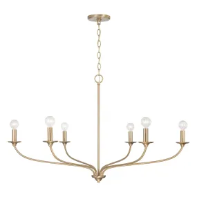 DOLAN 6-LIGHT CHANDELIER, MATTE BRASS