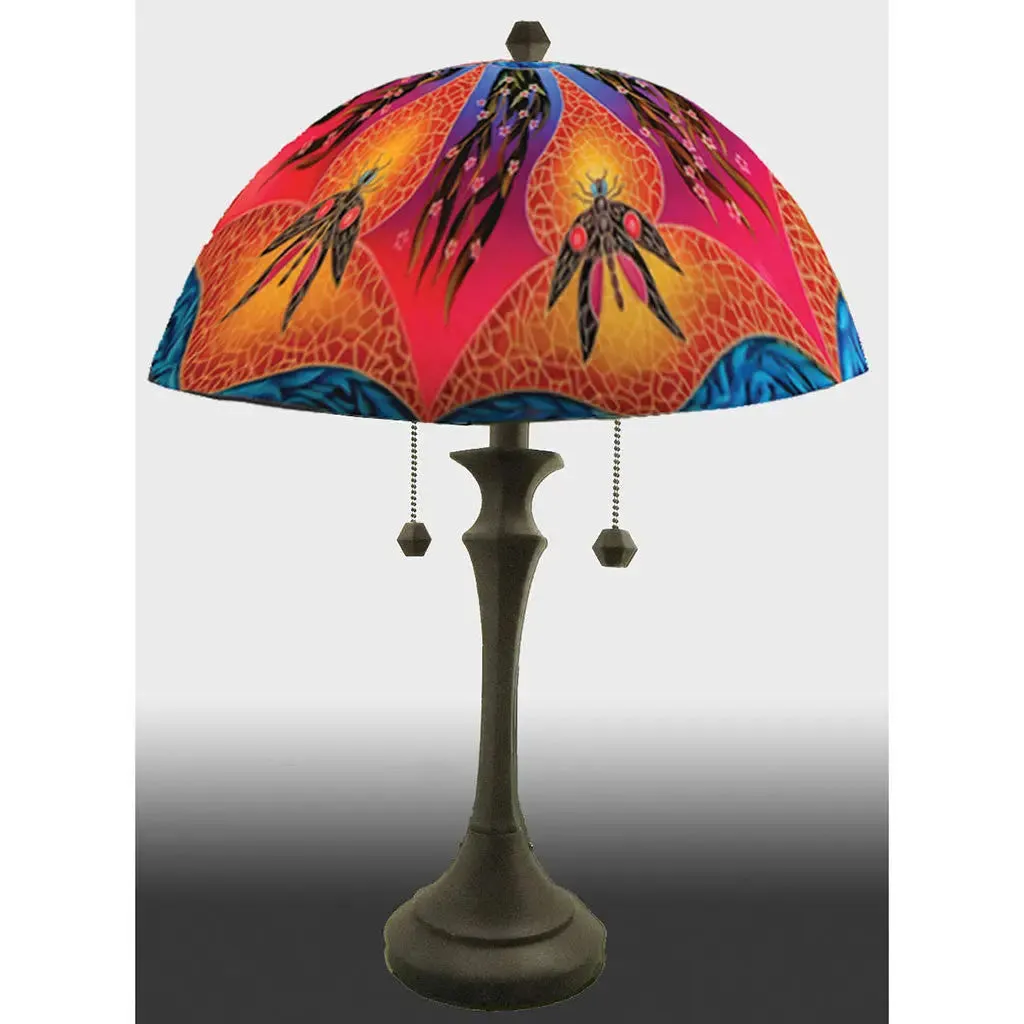 Dragonfly Blues Reverse Hand Painted Glass Table or Floor Lamp by Jamie Barthel