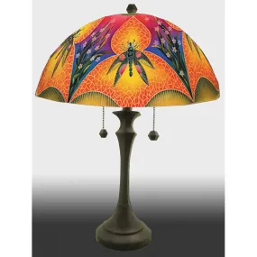 Dragonfly Greens Reverse Hand Painted Glass Table or Floor Lamp by Jamie Barthel