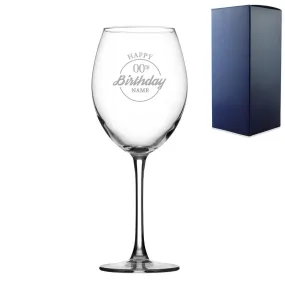 Engraved  Enoteca Wine Glass Happy 20,30,40,50...Birthday Circle, Gift Boxed