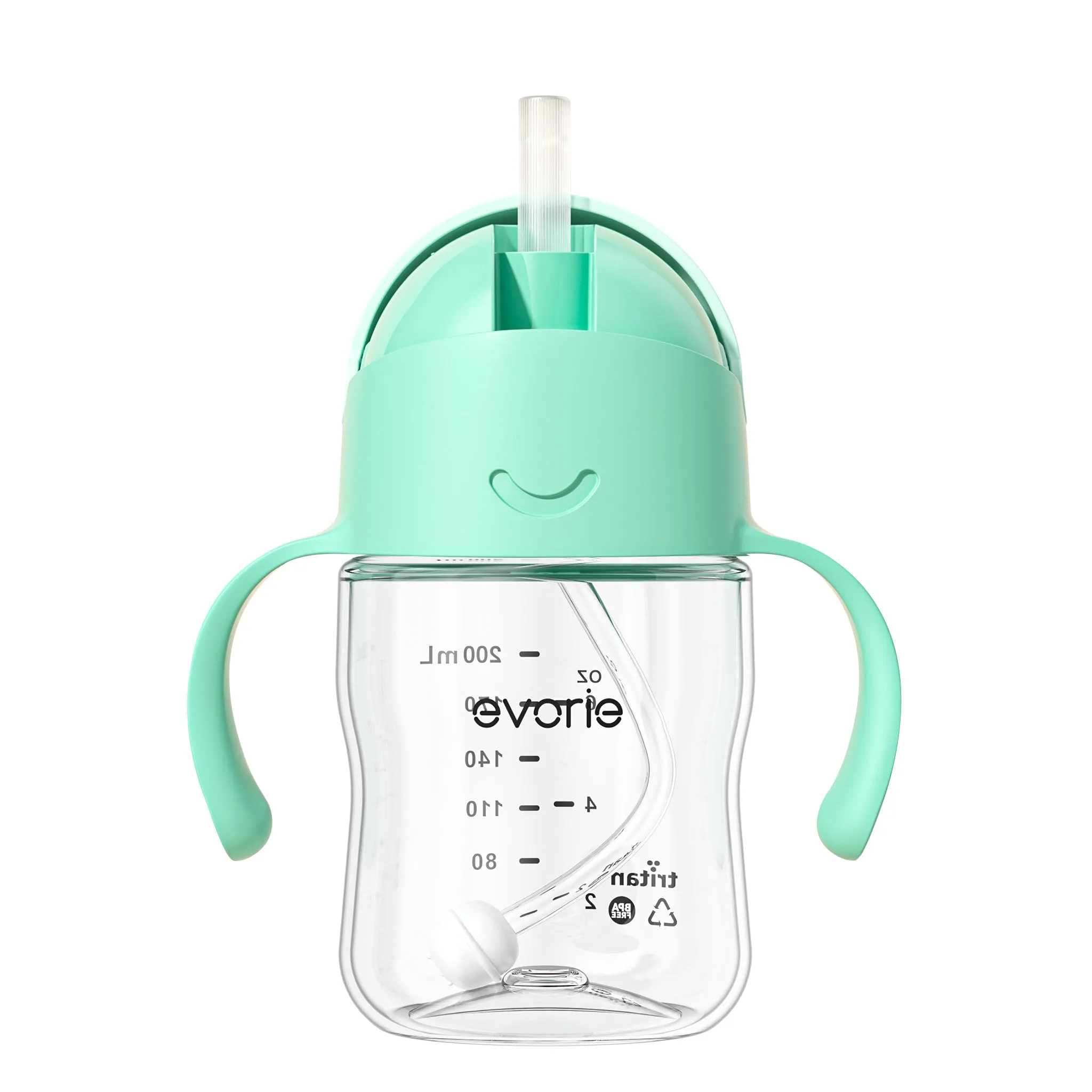 Evorie Tritan Baby 360 Straw Water Bottle Sippy Cup 200mL, Mint