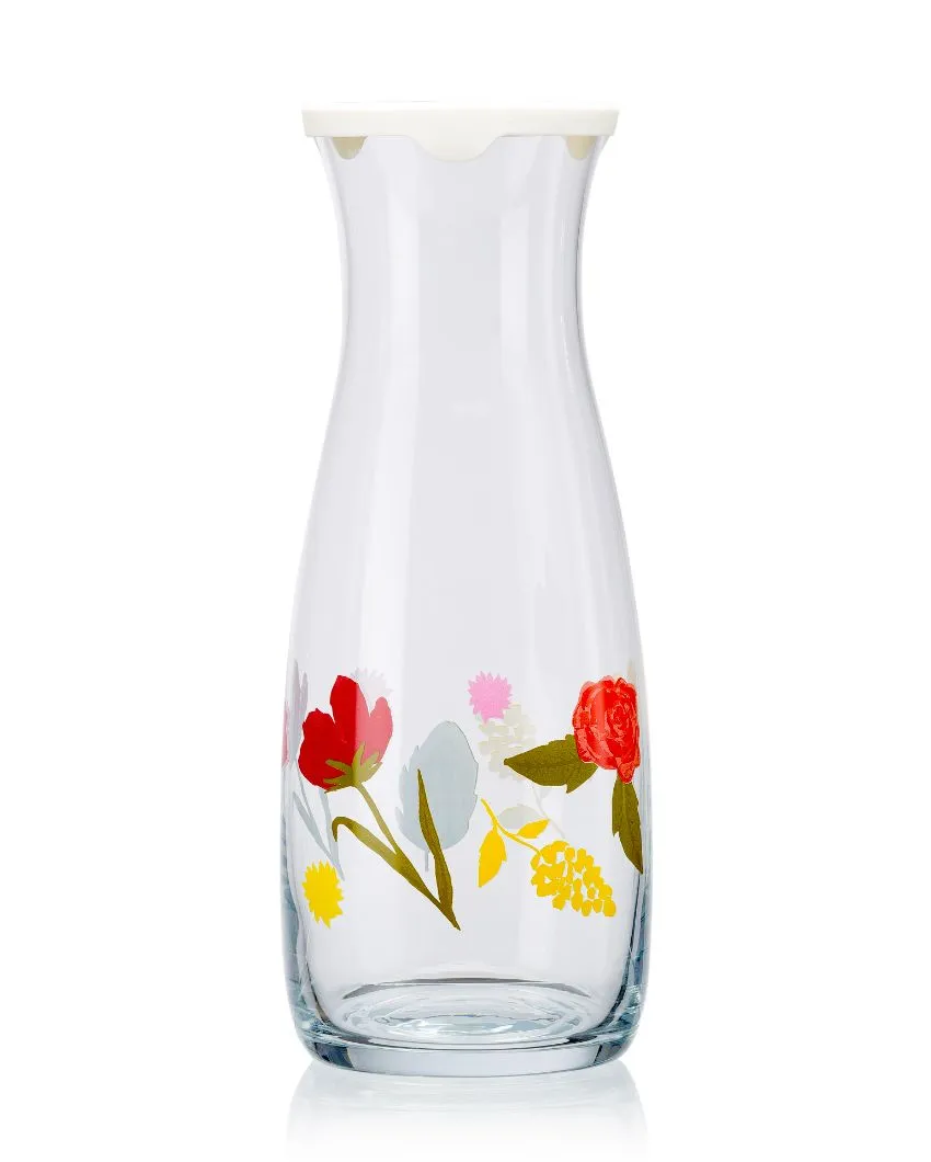 Floral Print Party Glass Carafe Jug | 4 x 10 inches | 1.2L