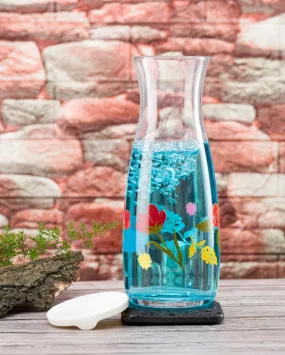 Floral Print Party Glass Carafe Jug | 4 x 10 inches | 1.2L