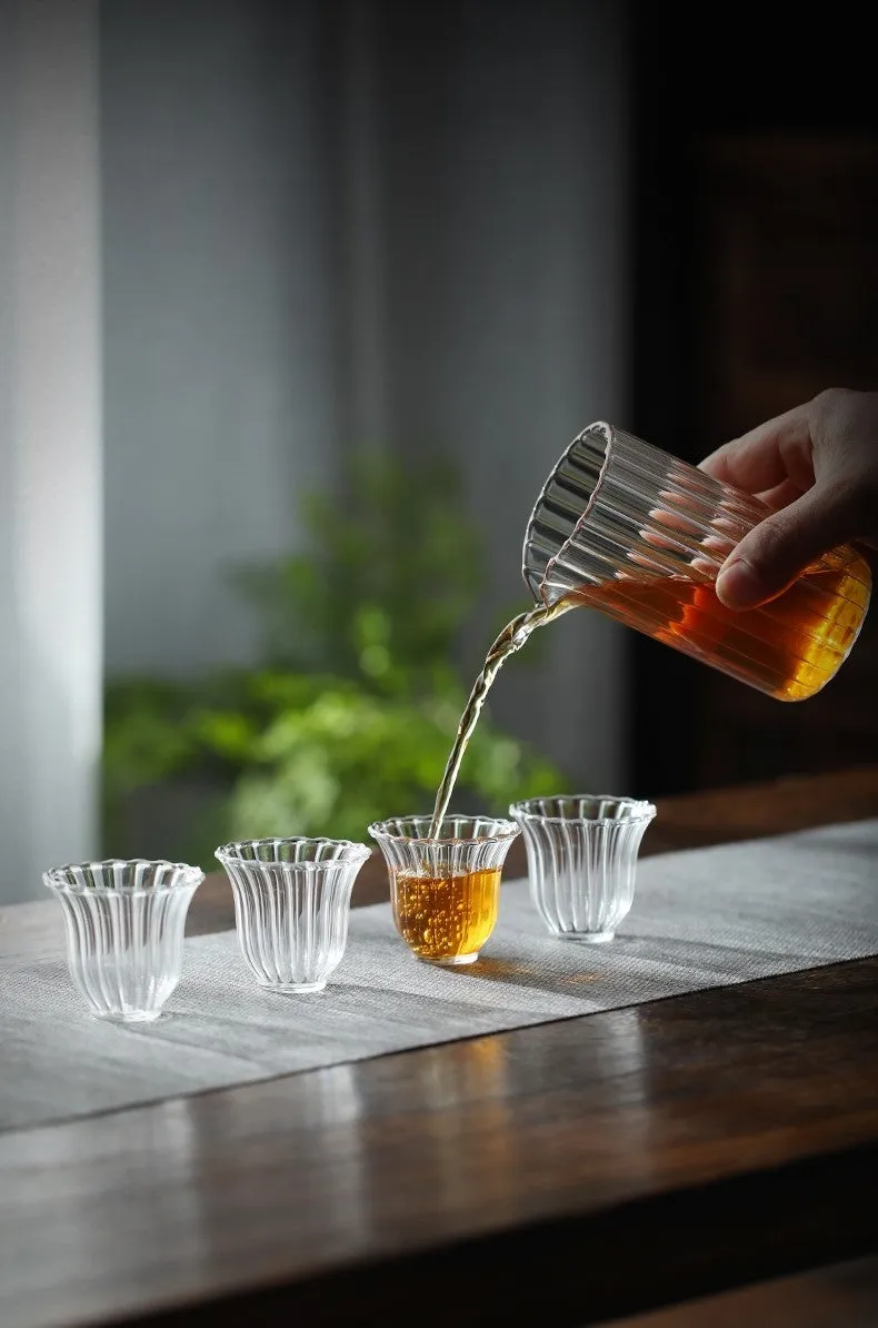 Flower Petals Glass Tea Cups