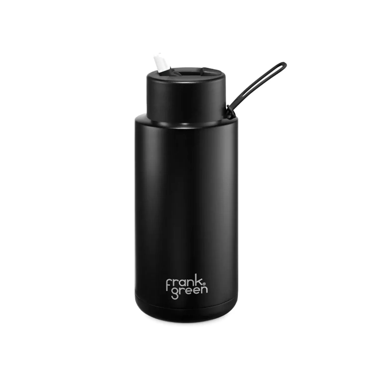 Frank Green Ceramic Reusable Bottle With Straw Lid 1000ml/34oz - Midnight Black