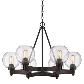 GALVESTON 6 LIGHT CHANDELIER, RUBBED BRONZE