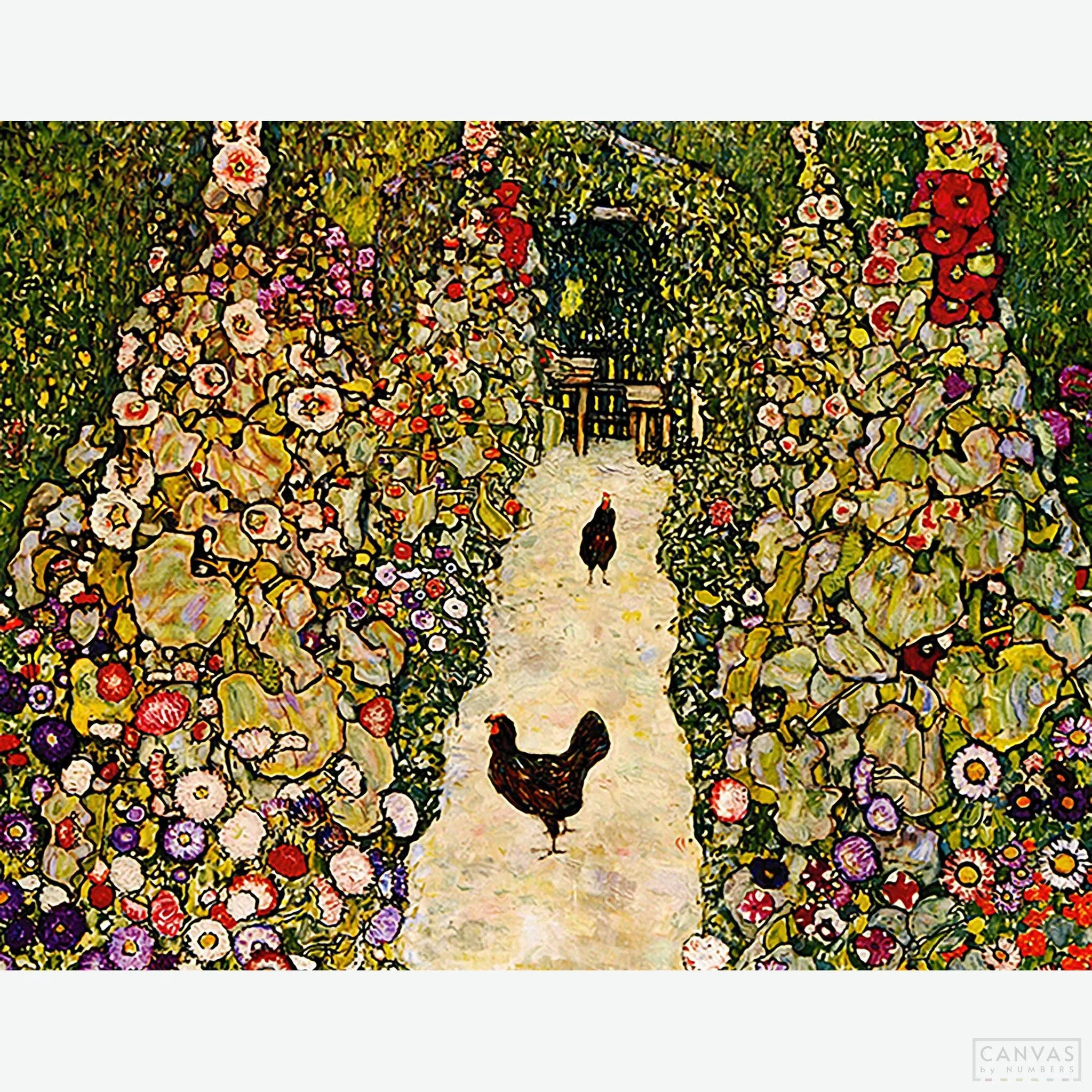 Garden Path with Chickens - Diamond Painting