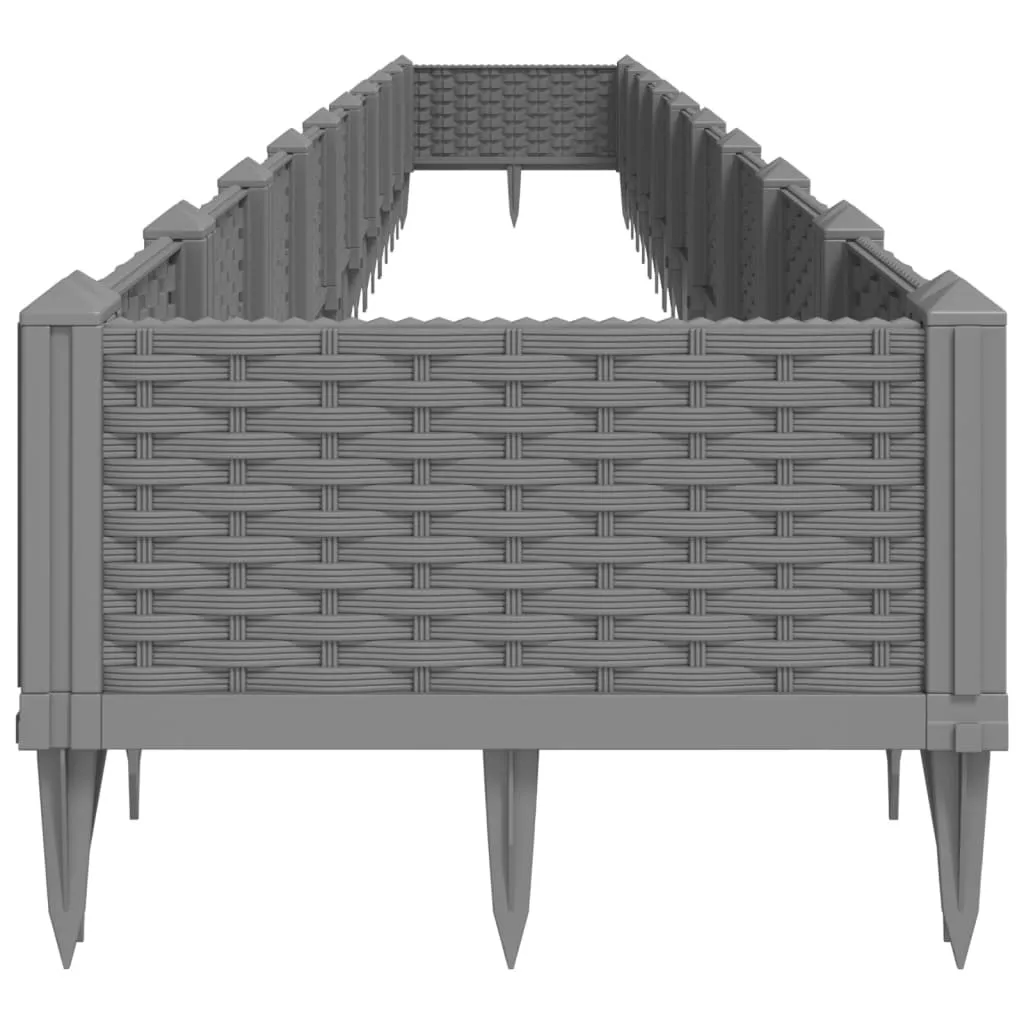 Garden Planter with Pegs Light Grey 362.5x42.5x28.5 cm PP