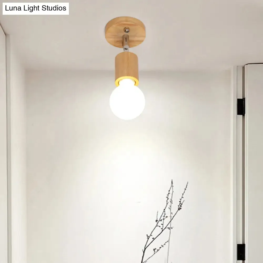 Geometric Wood Track Light for Minimalist Restaurants - Semi Flush Design