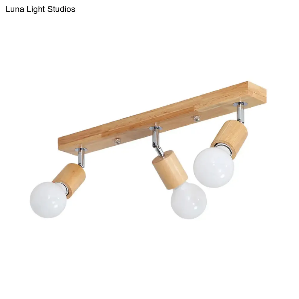 Geometric Wood Track Light for Minimalist Restaurants - Semi Flush Design