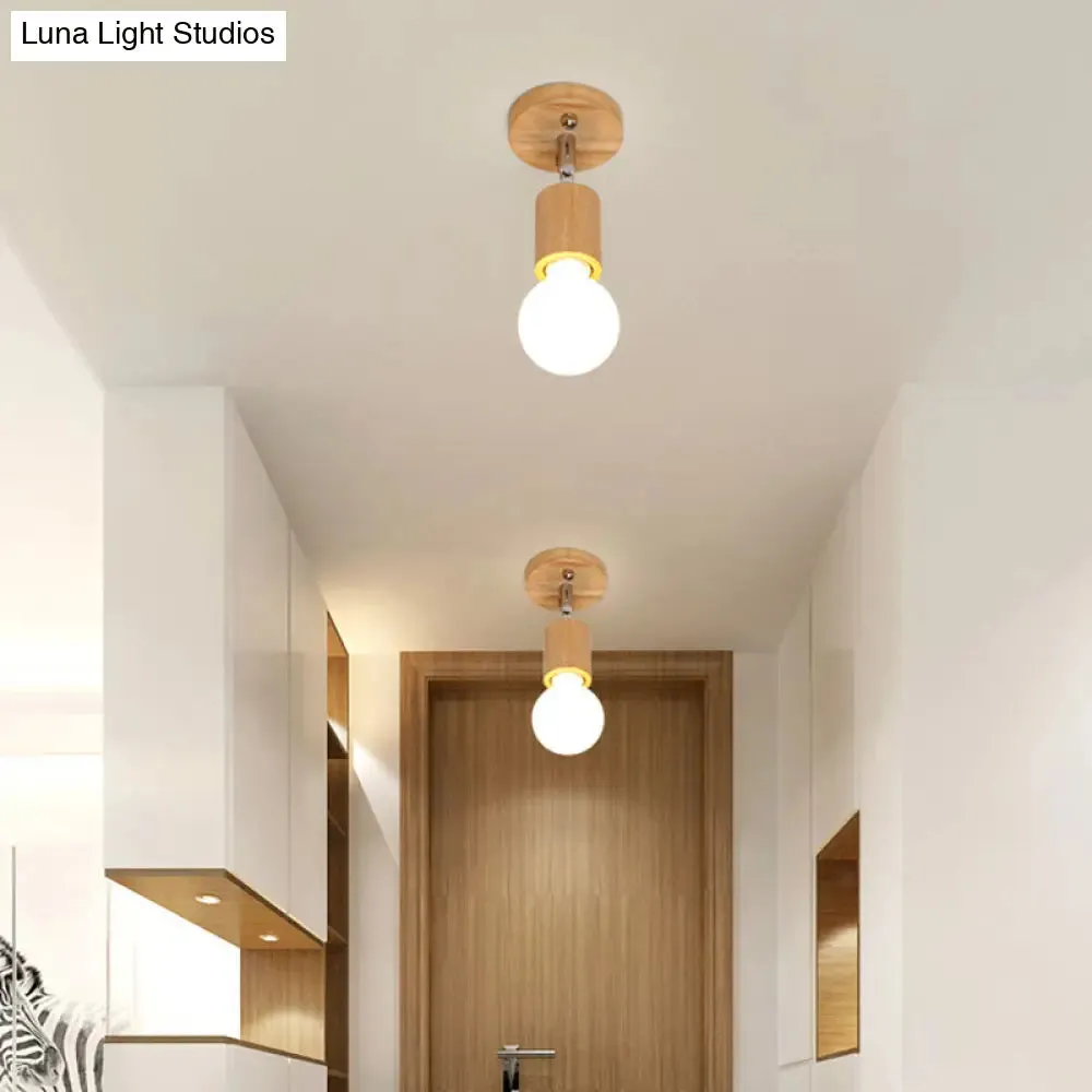 Geometric Wood Track Light for Minimalist Restaurants - Semi Flush Design