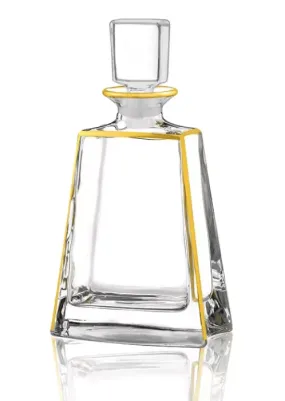 Glass Wine Decanter with Gold Design 26 oz.