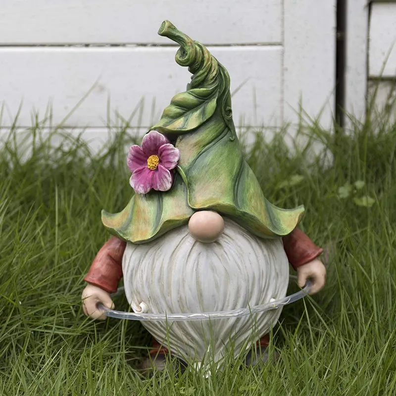 Gnome Resin Statues Outdoor Garden Decoration with Solar LED Light