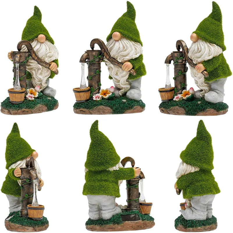 Gnome Resin Statues Outdoor Garden Decoration with Solar LED Light