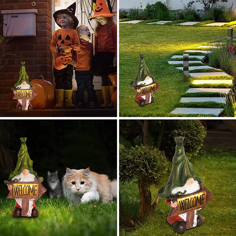 Gnome Resin Statues Outdoor Garden Decoration with Solar LED Light