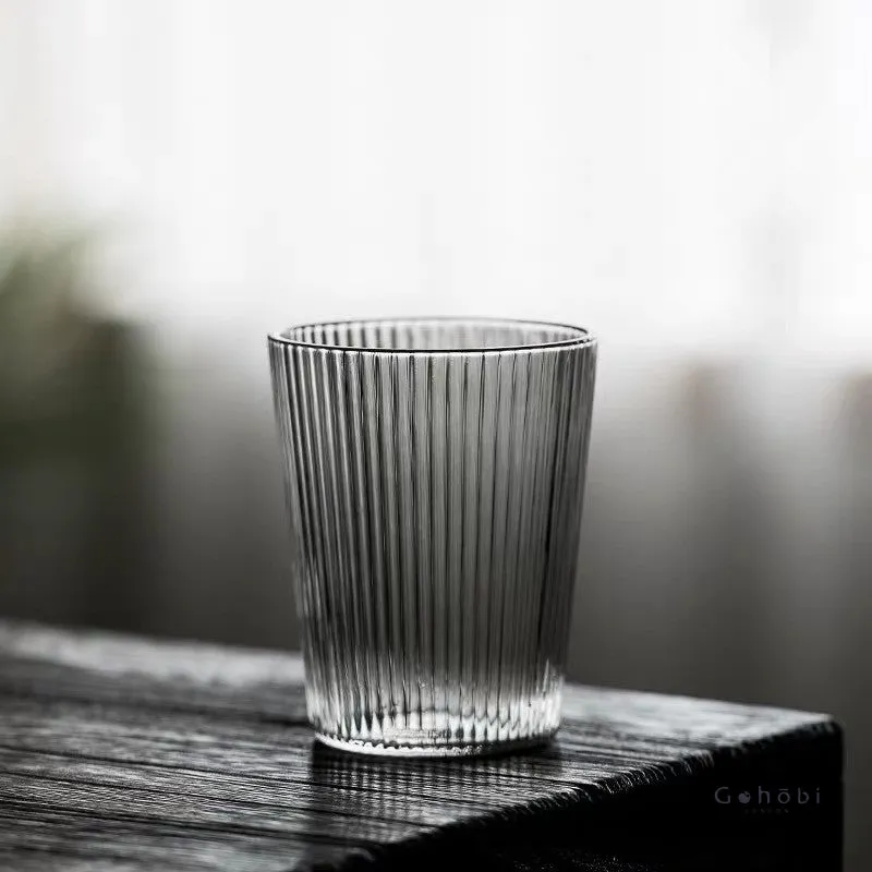 Gohobi Japanese Style Vertical Stripe Glass Tea Cup