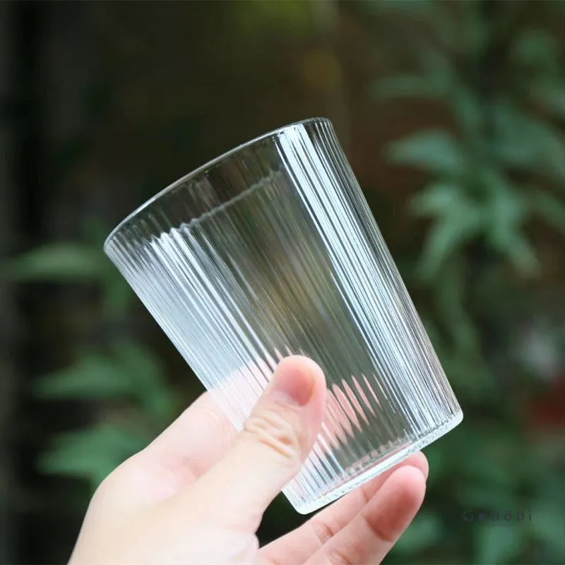 Gohobi Japanese Style Vertical Stripe Glass Tea Cup