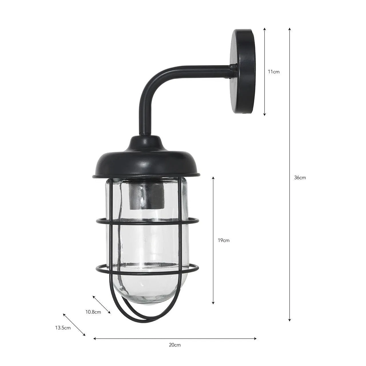 Harbour Wall Light in Carbon - Steel