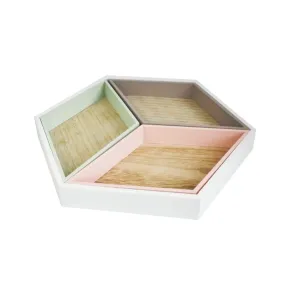 Hexagonal Wooden Tray - Pack of 4