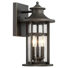 Highland Ridge 15 in. 3 Lights Outdoor Wall Lantern Oil Rubbed Bronze & Gold Finish