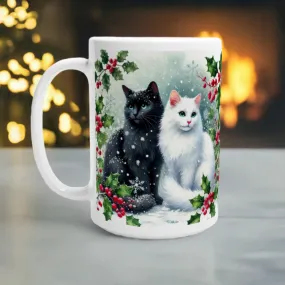 Holly Winter Hugs - Cat Lover - 15oz Ceramic Mug