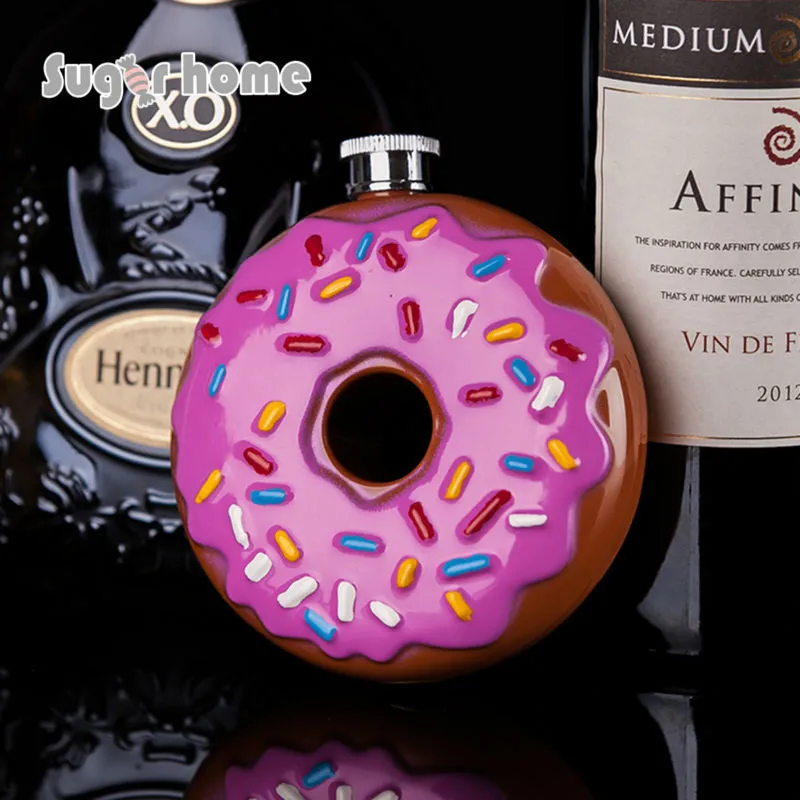 Hot Sale Portable Doughnut Flask 10 oz Food Grade Stainless Steel Hip Flask drinkware Alcohol Liquor Whiskey Bottle gifts