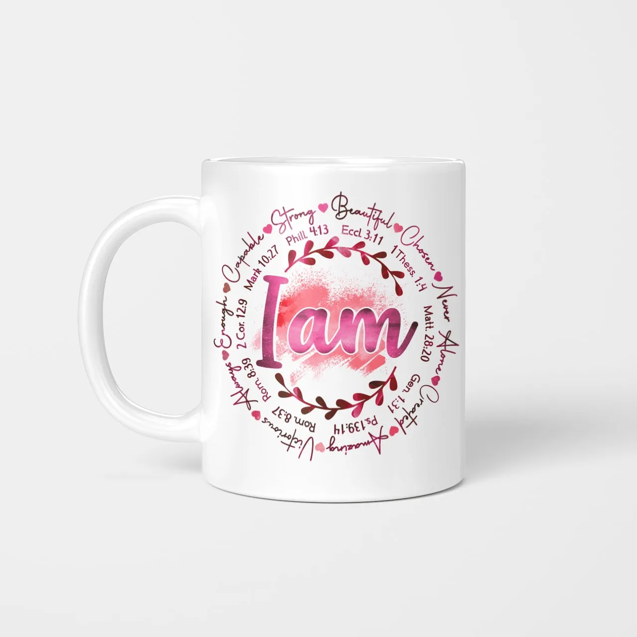 I Am Strong, Beautiful, Chosen, Never Alone, Created, Amazing, God Mug, Jesus Mug, Faith Mug