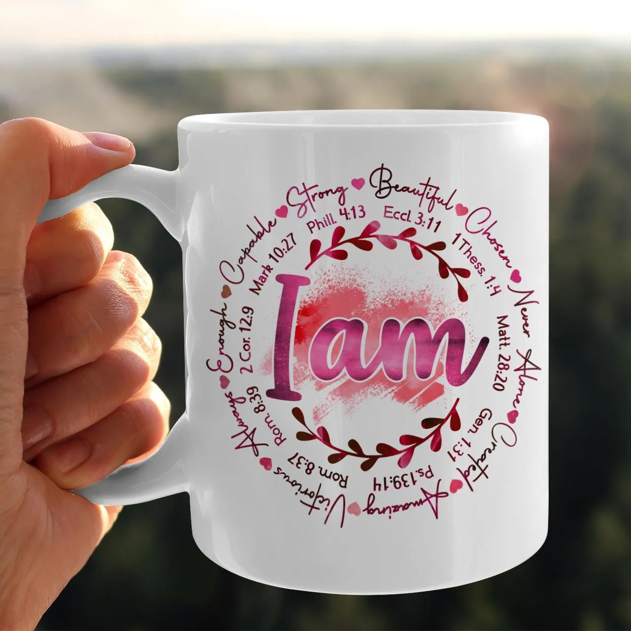 I Am Strong, Beautiful, Chosen, Never Alone, Created, Amazing, God Mug, Jesus Mug, Faith Mug