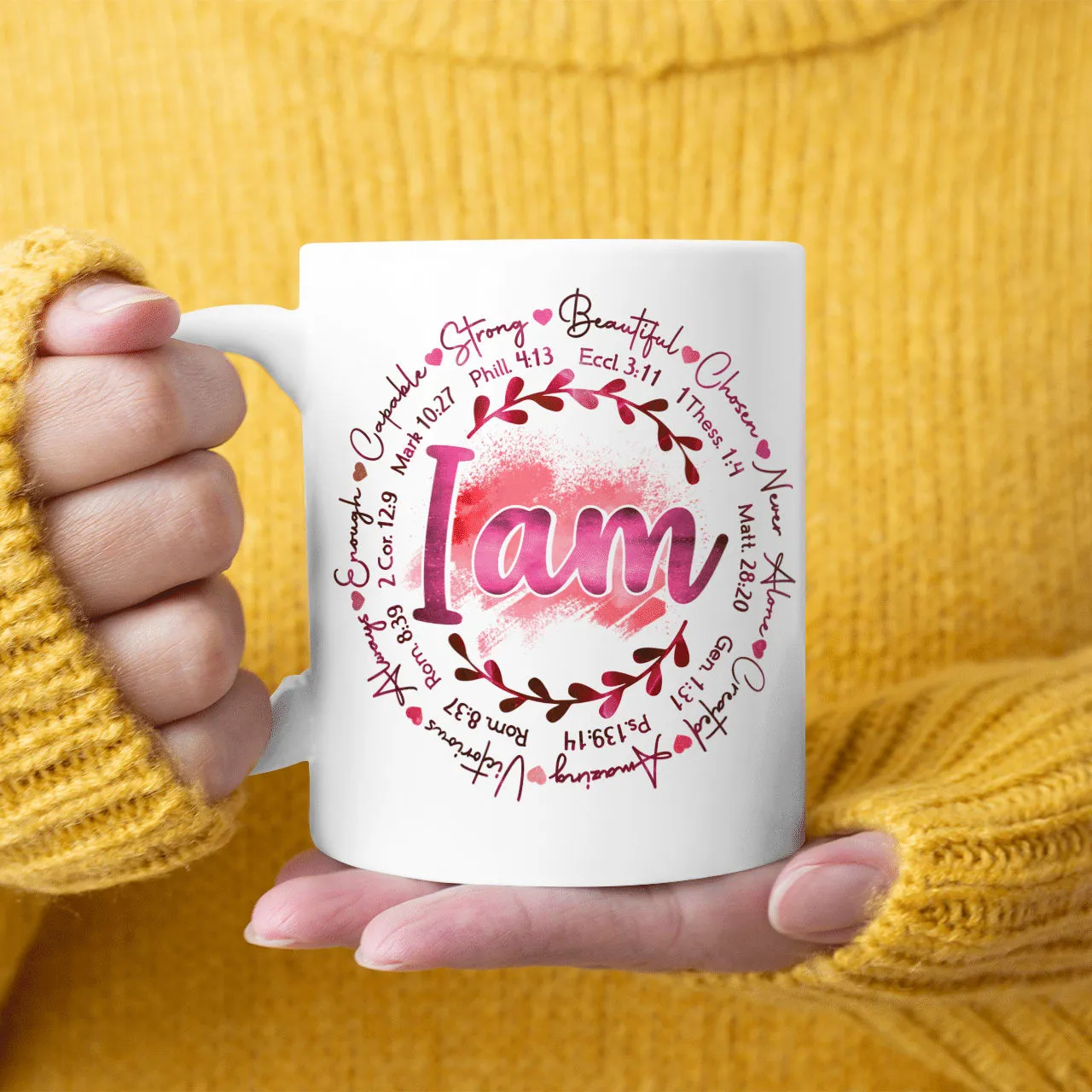 I Am Strong, Beautiful, Chosen, Never Alone, Created, Amazing, God Mug, Jesus Mug, Faith Mug