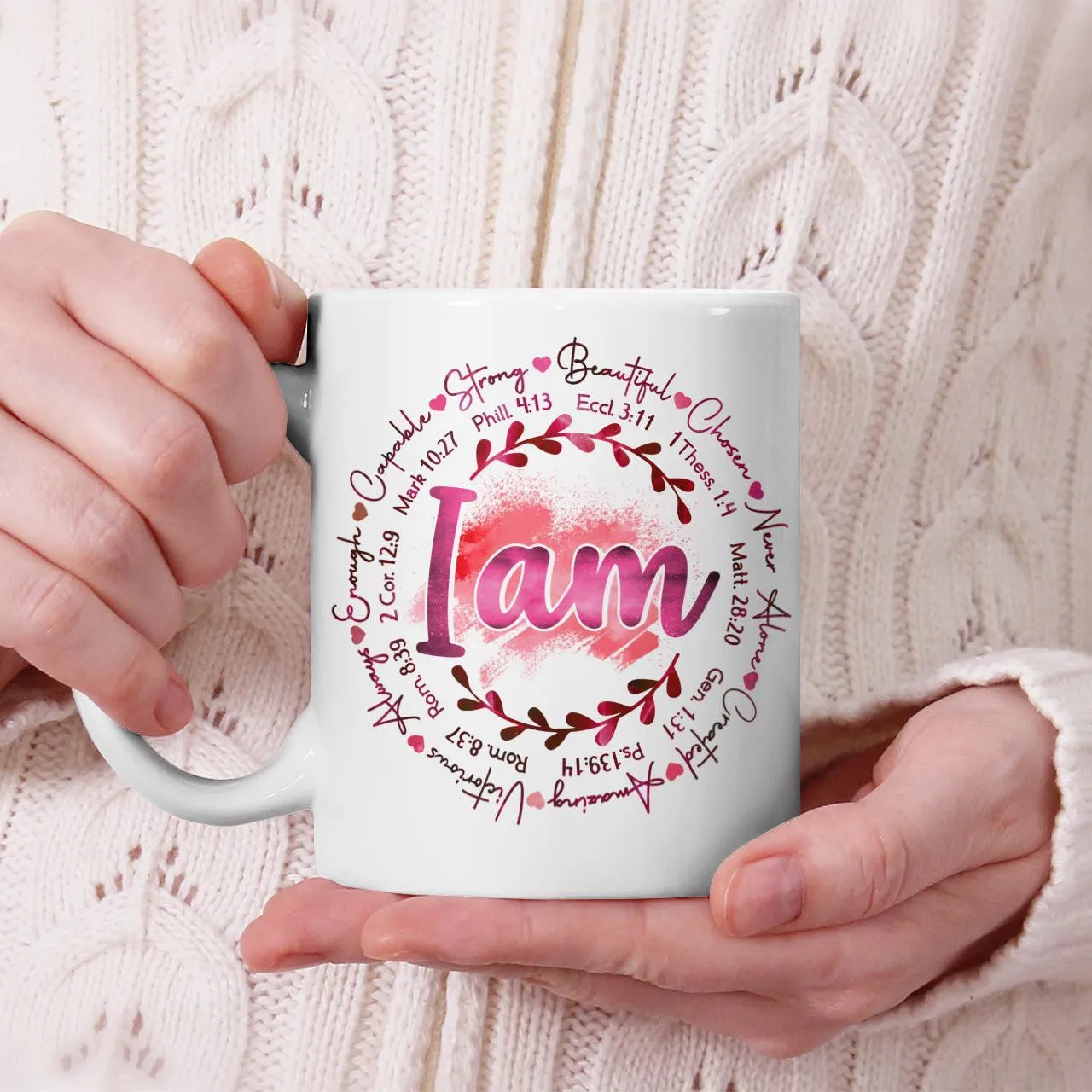 I Am Strong, Beautiful, Chosen, Never Alone, Created, Amazing, God Mug, Jesus Mug, Faith Mug