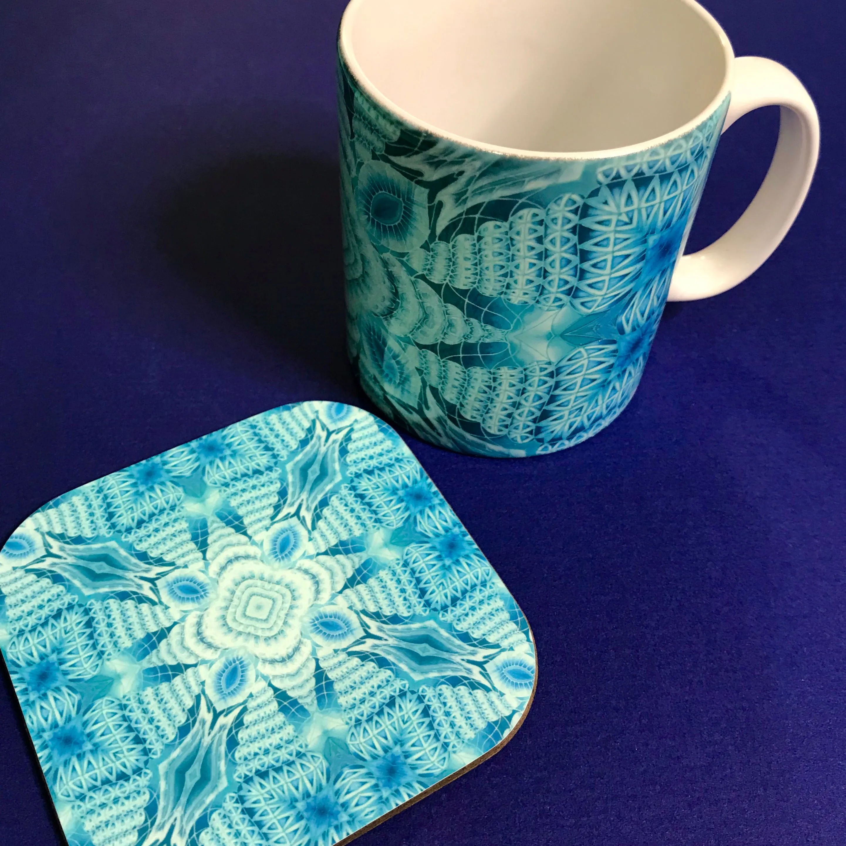 Intricate patterned Mug and coaster box set or Mug only - Colourful Mug Set - Patterned Mug Gift