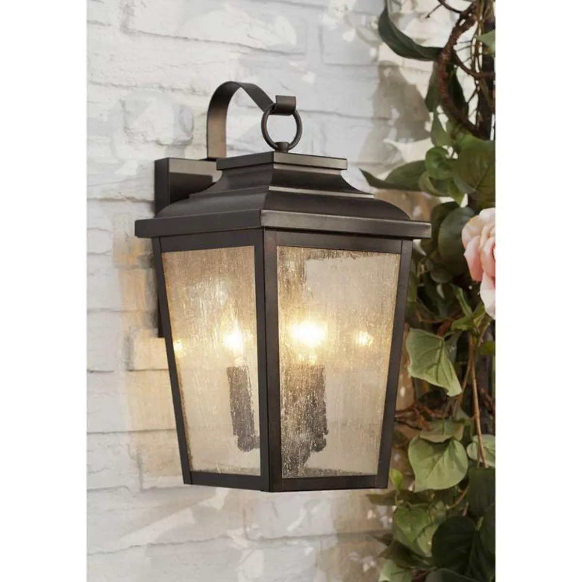 Irvington Manor 17 in. 3 Lights Outdoor Wall Lantern Bronze Finish