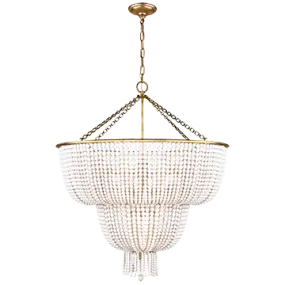 JACQUELINE TWO-TIER CHANDELIER, HAND RUBBED ANIQUE BRASS